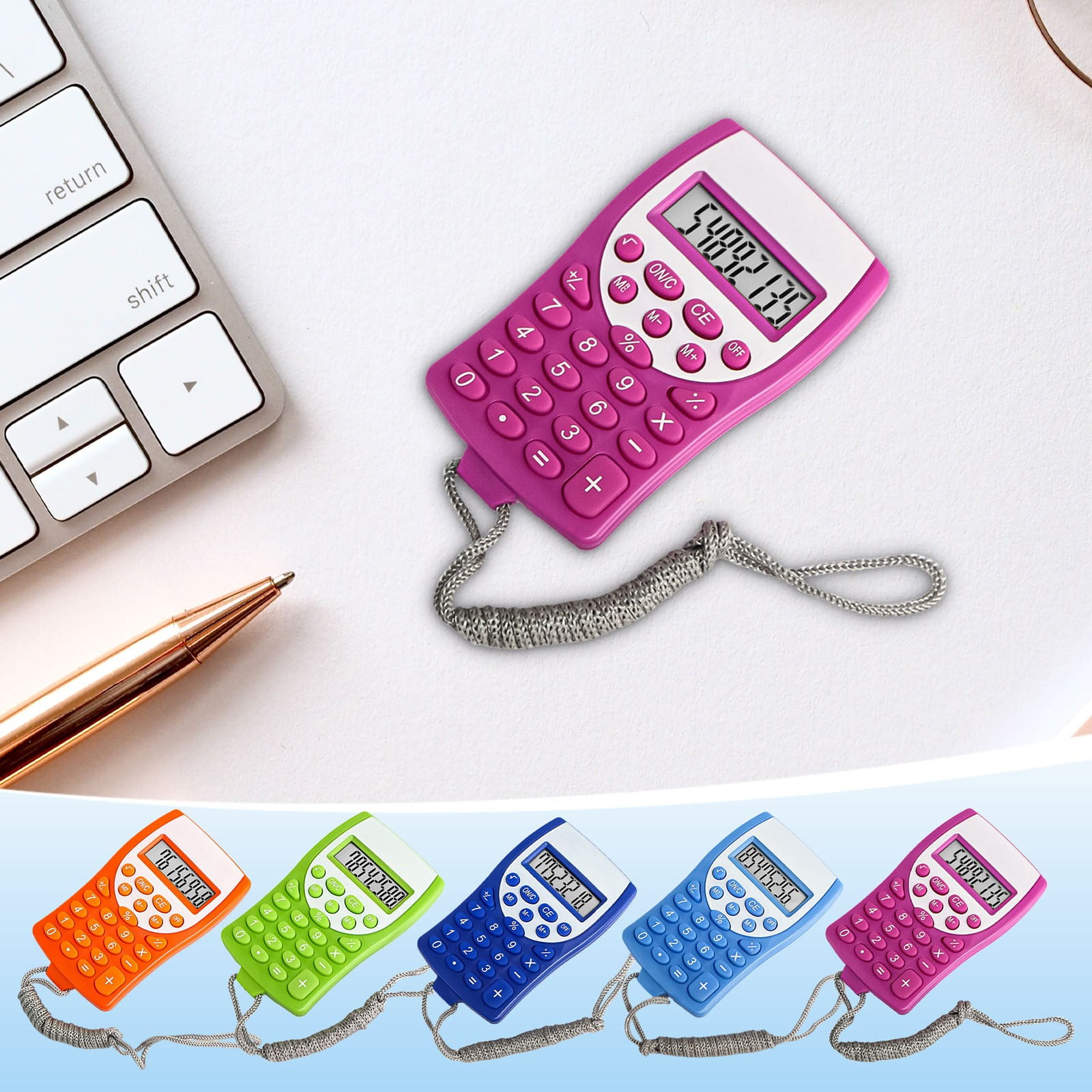 Sentmoon Desk Calculator Calculator Colorful Handheld Calculator with Lanyard Portable