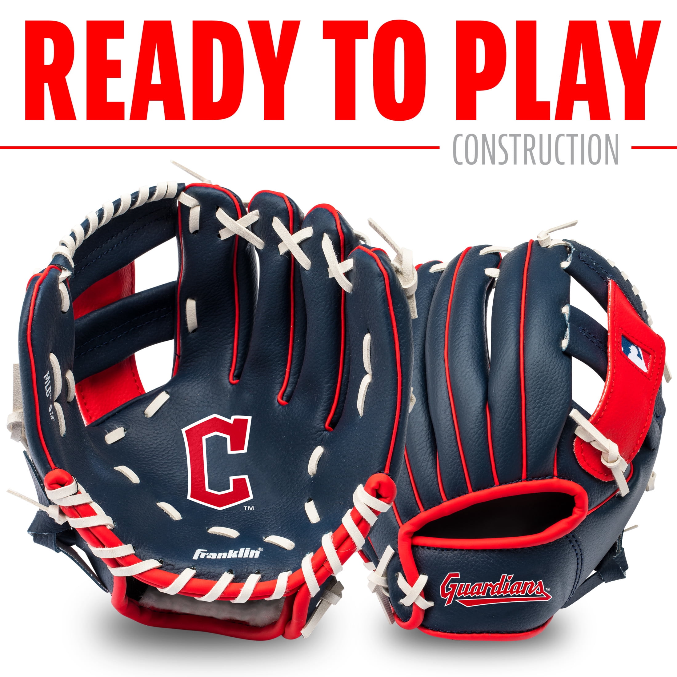 Franklin Sports MLB Cleveland Guardians Youth Teeball Glove + Ball Set, 9.5 in