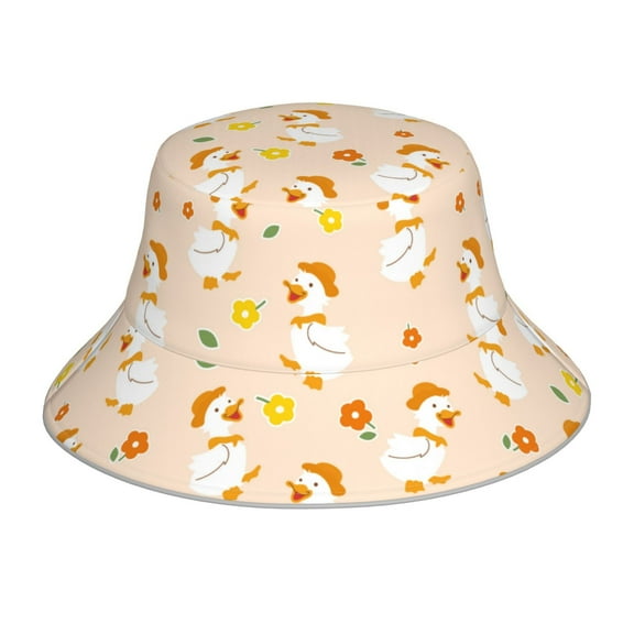 Balery Cute Duck And Flower Sun Hats for Men Women Bucket Hat UPF 50  Buckey Hat Boonie Hat Foldable UV Protection Hiking Beach Fishing Summer
