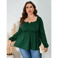 thumbnail image 3 of Women Plus Size Shirts Notched Neck Long Sleeve Blouse Casual Tops, 3 of 5