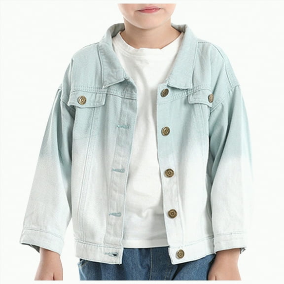 Ccpelsie Little/Big Girl's Boy's Denim Jacket Button Down Long Sleeve Jean Outerwear Coat Streetwear(Blue,140)