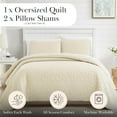 thumbnail image 2 of Southshore Fine Linens Oversized Quilt Bedding Set lightweight, prewash fabric soft coverlet bedspread 2-Piece with One matching sham (68 in wide x 98 in long), Pebble Cream, Twin / Twin XL, 2 of 9