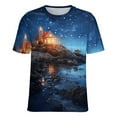 thumbnail image 5 of Lighthouse Sunrise Coast Scenery Pale Blue Tan Women's T-Shirt Short Sleeve T Shirts Tops Tee Ladies Loose T, 5 of 6