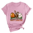 thumbnail image 2 of Midsumdr Womens Tops 2025 Summer Fashion Round Neck Short Sleeve T-shirt Casual Loose Plus Size Solid Color Funny Easter Printed Blouse Tops, 2 of 4