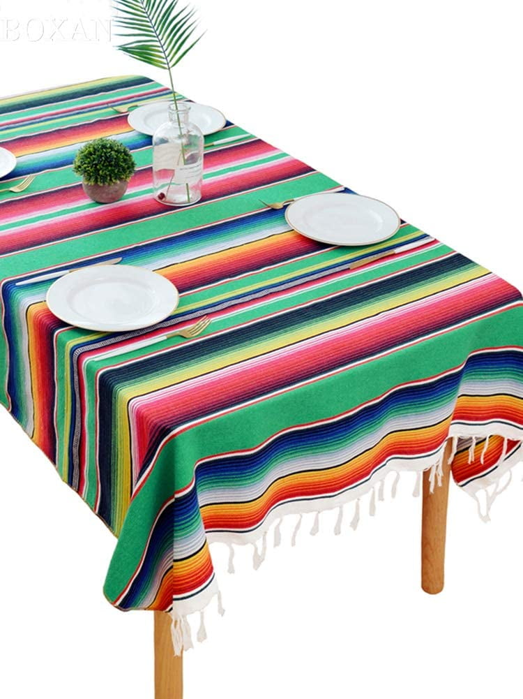 Mexican Serape Table Runner Saltillo Striped Tablecloth for Fiesta Party Decor 