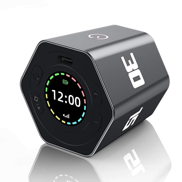 Digital Countdown Timer with Adjustable Volume and LED Display, Magnetic Backing, Custom Time Settings up to 30 Minutes, Built-in Rechargeable Battery, Available in Grey and Blue