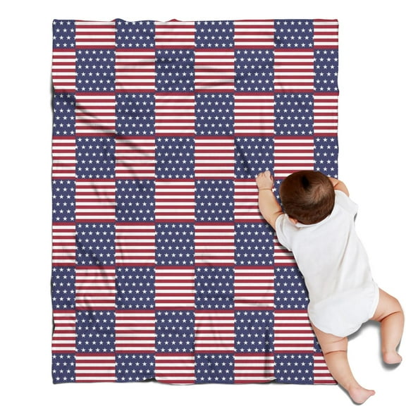 Red White and Blue Star Striped Pattern Blanket,Comfortable Soft Flannel Throw Blanket,All Season,Warm Lightweight Blankets for Sofa Bed Couch Living Room Chair,30"x40"