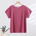 thumbnail image 4 of Hurxie Womens Cap Sleeve T Shirts Crewneck Loose Fit Crop Tops Summer Casual Tee Fashion Trendy Clothes Watermelon Red,4XL, 4 of 5