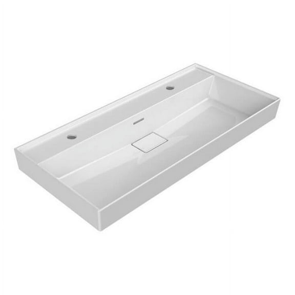 Nameeks CeraStyle 037600-U Sharp Trough Ceramic Wall Mounted Or Drop In Sink - White