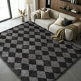 thumbnail image 2 of Pentantan 8’x 10’ Shag Area Rugs, Soft Fluffy Modern Checkered Indoor Carpet for Living Room Bedroom, Gray & Black, 2 of 7