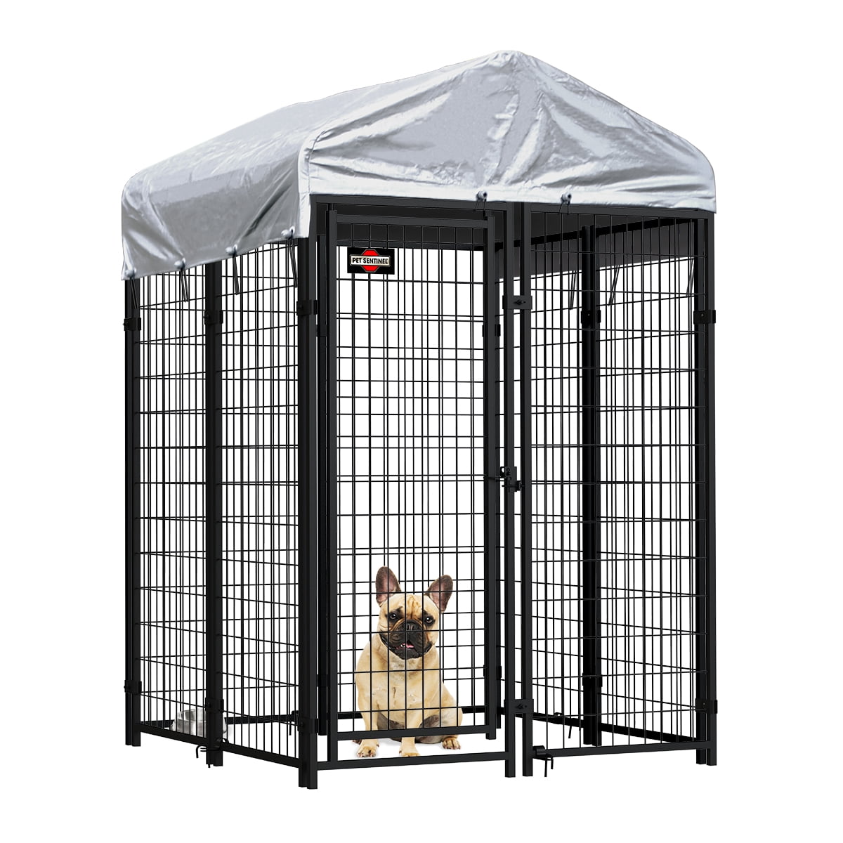 Pet Sentinel Welded Wire Dog Kennel Kit, Black, 48"L x 48"W x 72"H