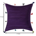 thumbnail image 2 of Stylo Culture Indian Settee Sofa Throw Pillow Cover 17x17 Embroidered Patchwork Cowry Sea Shell Tassels Purple Bohemian 43cm x 43cm Lounge Decor Cotton Floral Square Cushion Cover | 1 Pc, 2 of 3