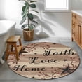 thumbnail image 4 of Retro Country Stars Washable Round Area Rug 3.3 ft, Faith Love Home Berries Farmhouse Brown Striped, Soft Non Slip Rugs Stain Repellent Indoor Felt Carpet for Living Dining Room Bedroom Home Office, 4 of 9