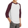 thumbnail image 4 of Mafoose Youth 3/4 Sleeves Colorblock Raglan Baseball Soft Jersey White/ Maroon YT200 M, 4 of 5