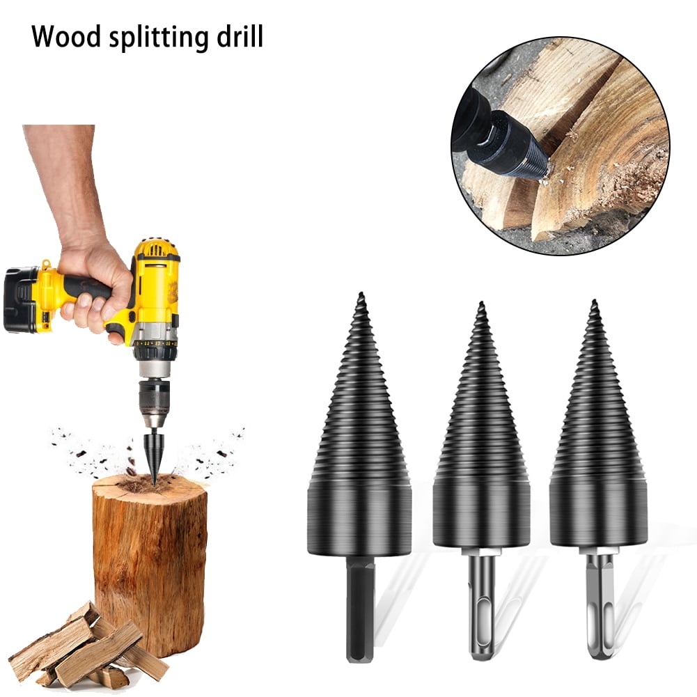 SKYHY224 Firewood Splitting Drill Bit Wood Log Splitter Auger Splitting Screw Wood Breaker Tool Splitting Cones Log Wood Splitter Screw for Carpentry Camping 