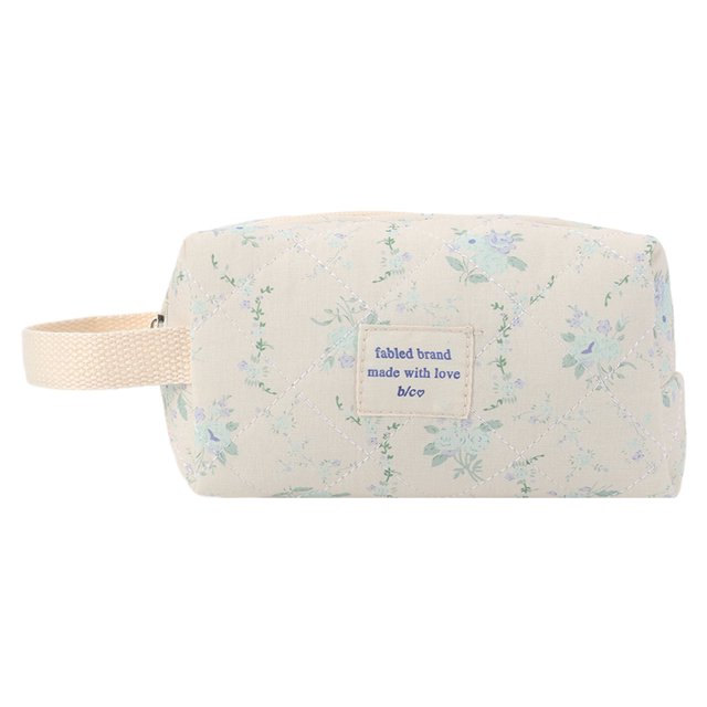 Lindo Corazón Femenino Acolchado Algodón Gatito Azul Marino Floral Mano Cosméticos Almacenamiento Muñeca (estilo 3) Rosa Azul Retro