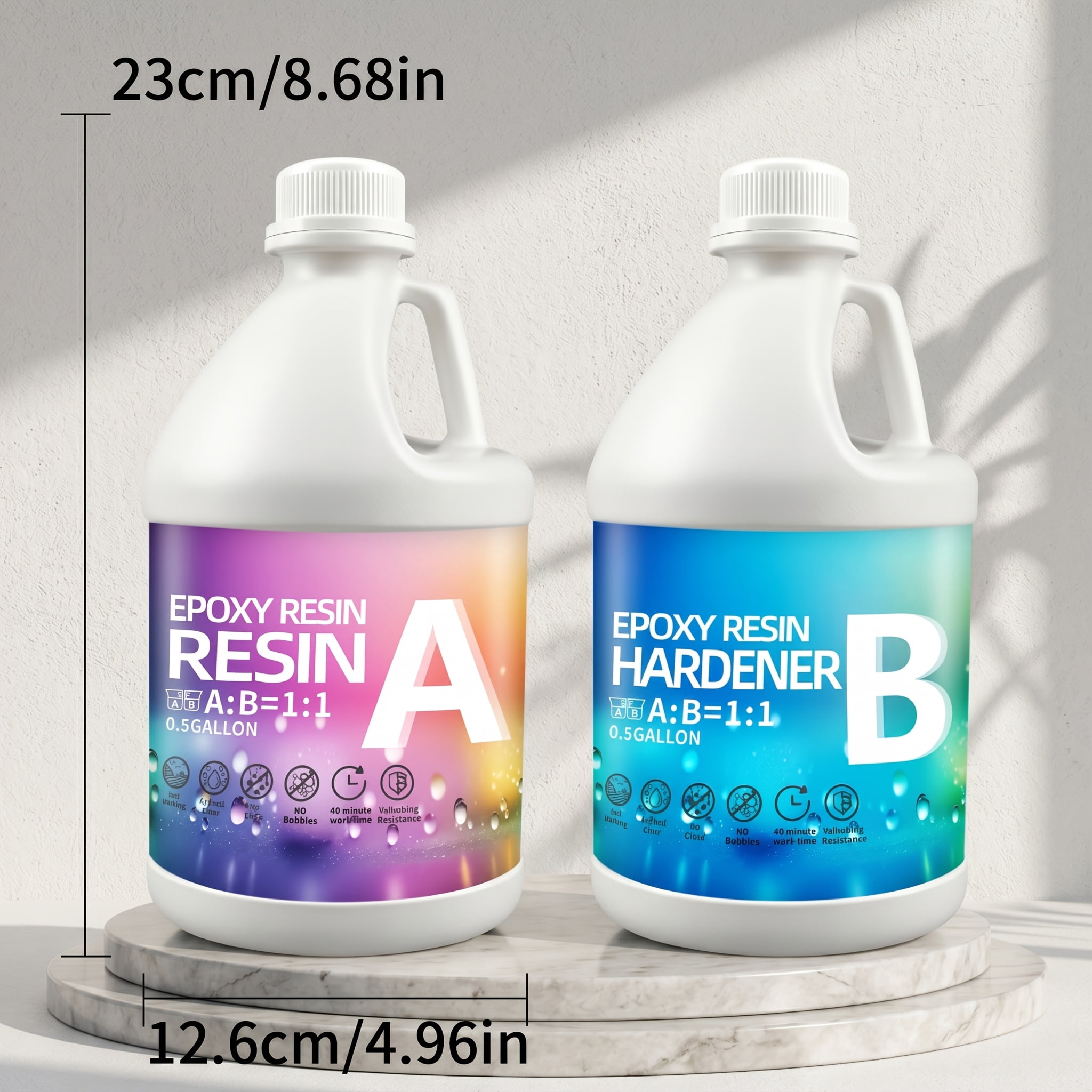 Epoxy Resin Kit 1GAL with 250ml remover and 6 color power, 1:1 Mixing Ratio, Bubble Free & Anti-Yellowing - High Gloss Casting & Coating Resin for Jewelry, River Tables, Bar Top, Countertops & Wood