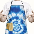 thumbnail image 2 of Blue White Tie Dye Spiral Pattern Apron-Garden Aprons for Women with Pockets-Cotton Linen Waterproof Kitchen Cooking Gardening Aprons Adjustable for Kitchen,Cooking,BBQ and Salon 33x27 Inch, 2 of 7