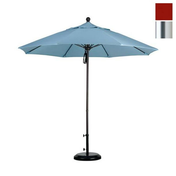 California Umbrella ALTO908002-SA40 9 Ft. Fibre de Verre Marché Poulie Parapluie Ouvert S Anodisé-Pacifica-Brique