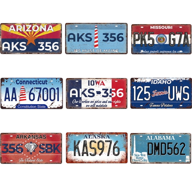 Placa de matrícula de hierro Wdftyju Kit de pintura rectangular 30x15cm 9 Uds.