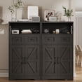 thumbnail image 3 of Black Storage Cabinet with Drawers and Shelves, Freestanding Black Kitchen Pantry Storage Cabinet, Floor Storage Cabinet Hutch Cupboard Black for Dining/Living Room/Home Office, 3 of 9
