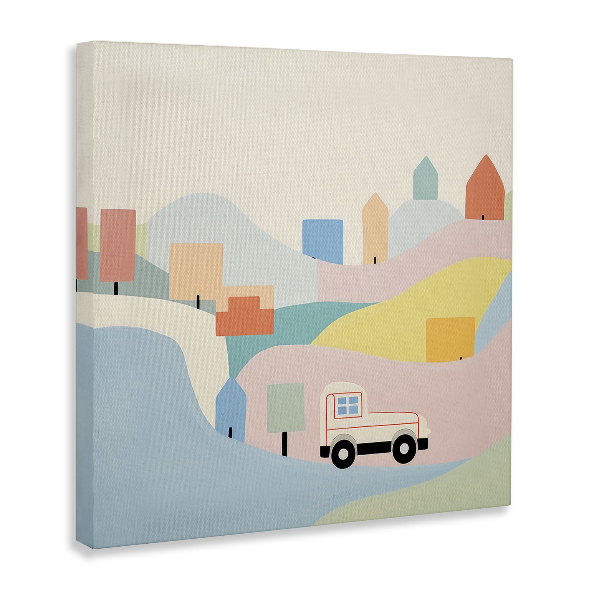 Stupell Industries Pastel Imaginative Scene Landscape Painting Gallery Wrapped Canvas Art Print Wall Art, 17 x 17