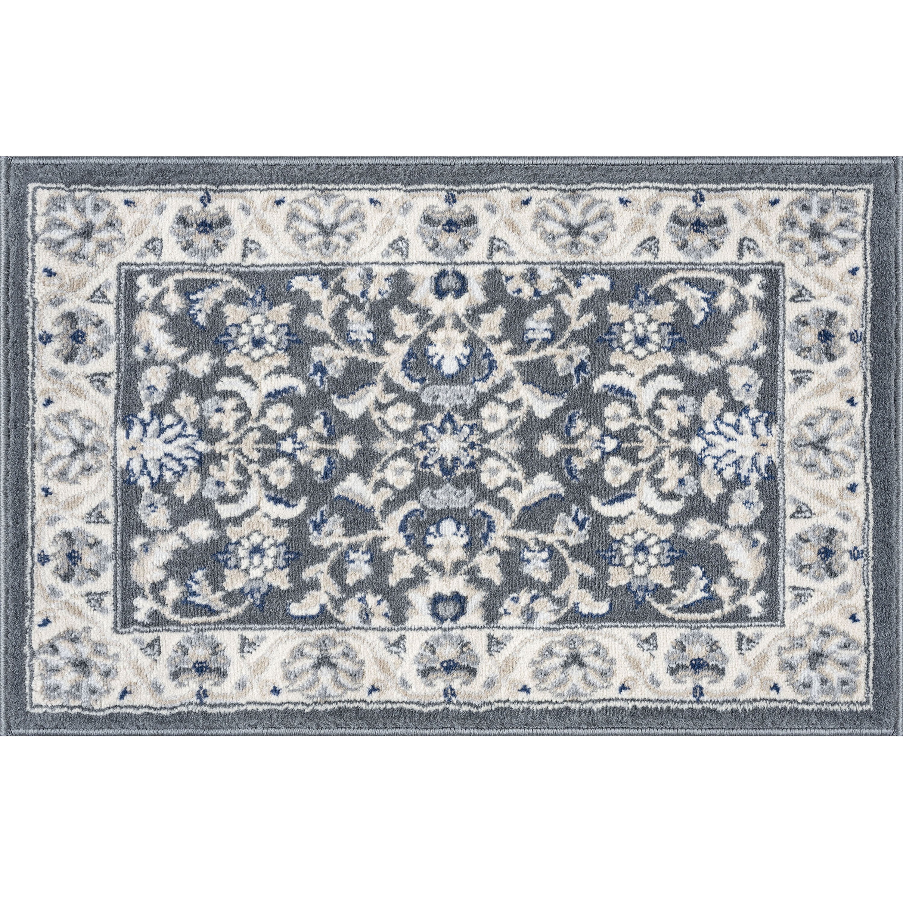 2x3 Traditional Gray Small Area Rug, Throw Mat for Indoor Entry | Ideal for Kitchen or Bathroom Rugs 2' x 3'