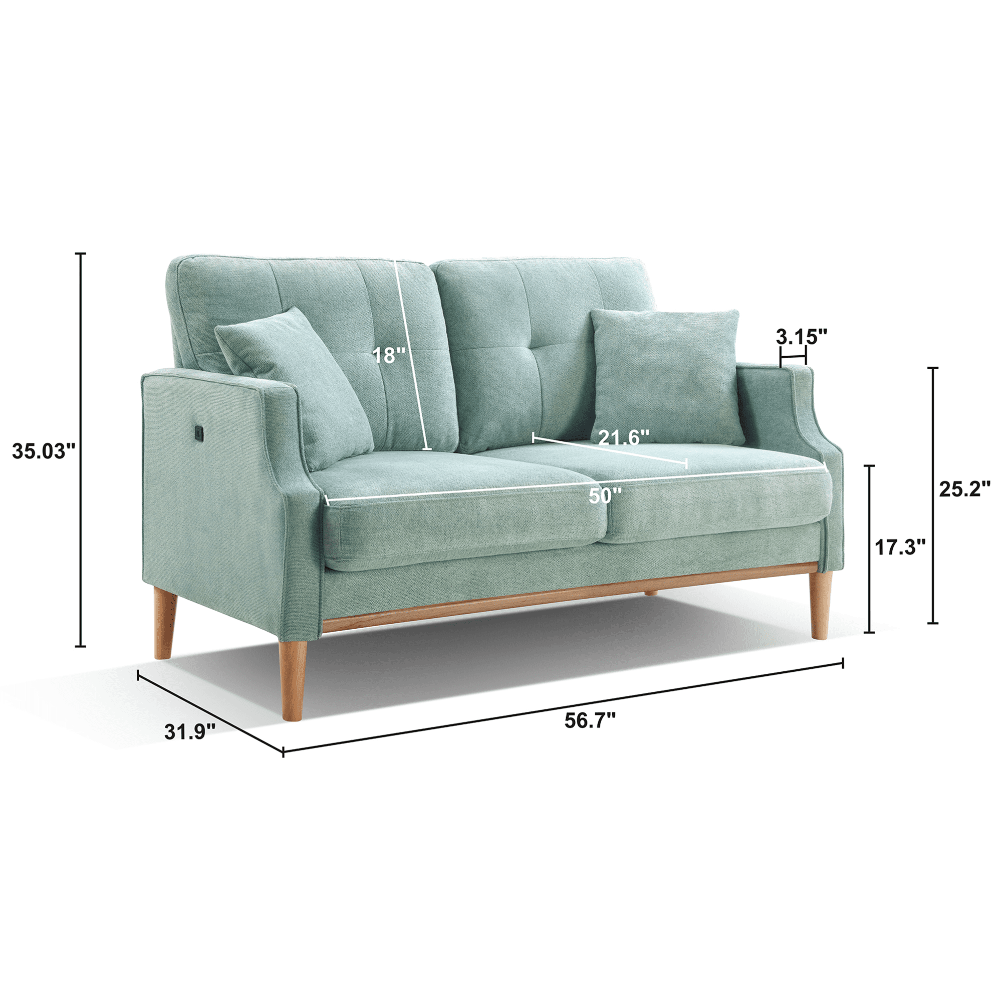 MAYEERTY Living Space sofa 3 seater With Waterproof Fabric , USB Charge port