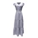 thumbnail image 5 of VISgogo Vestido largo de playa de verano para mujer, manga con volantes, cuello en V, bohemio, floral, línea A VISgogo  moda, 5 of 7
