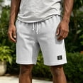 thumbnail image 2 of CIENVNSTG Waffle Shorts for Men Lightweight Classic Style Athletic Sweat Bottoms Elastic Drawstring Waist Summer Beach Casual Short Pants with Pockets White L, 2 of 5