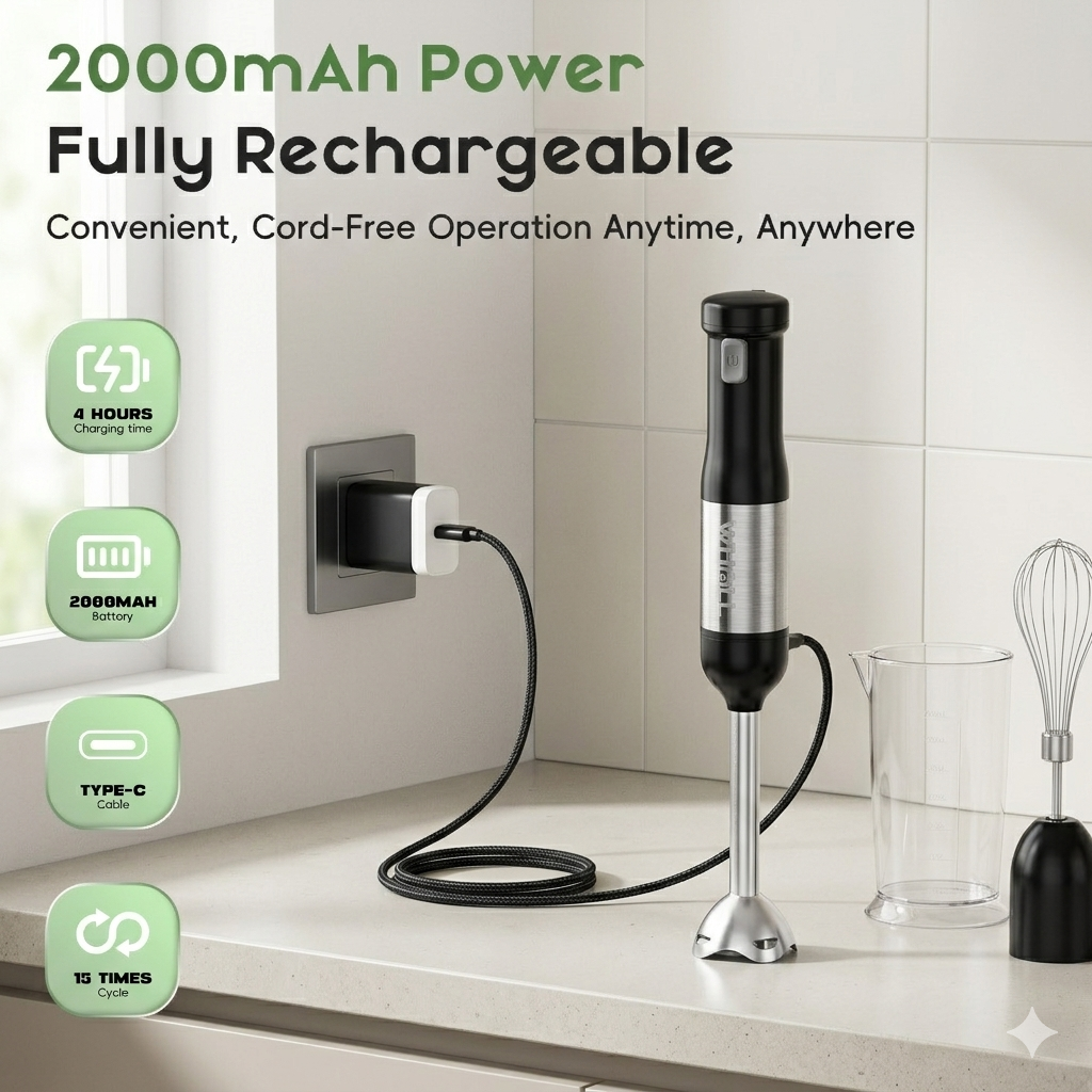 WHALL Cordless Immersion Blender, 5-in-1 with Attachments photo 5