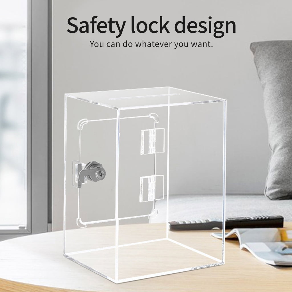 Functional Clear Money Saving Box With Lockable Key Premium Cash Storage Container Money Saving Box For Families