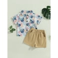 thumbnail image 2 of Wassery 2Pcs Toddler Boys Beach Outfits Tropical Leaf Print Short Sleeve Button Shirt + Shorts Set  6M 12M 18M 24M 3T 4T Boys Summer Casual Clothes, 2 of 8