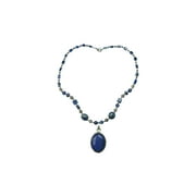 Mogul Bohemian Jewelry Lapiz Beads Pendent Necklace - Artisan Crafted Beads Stones Handmade Necklaces