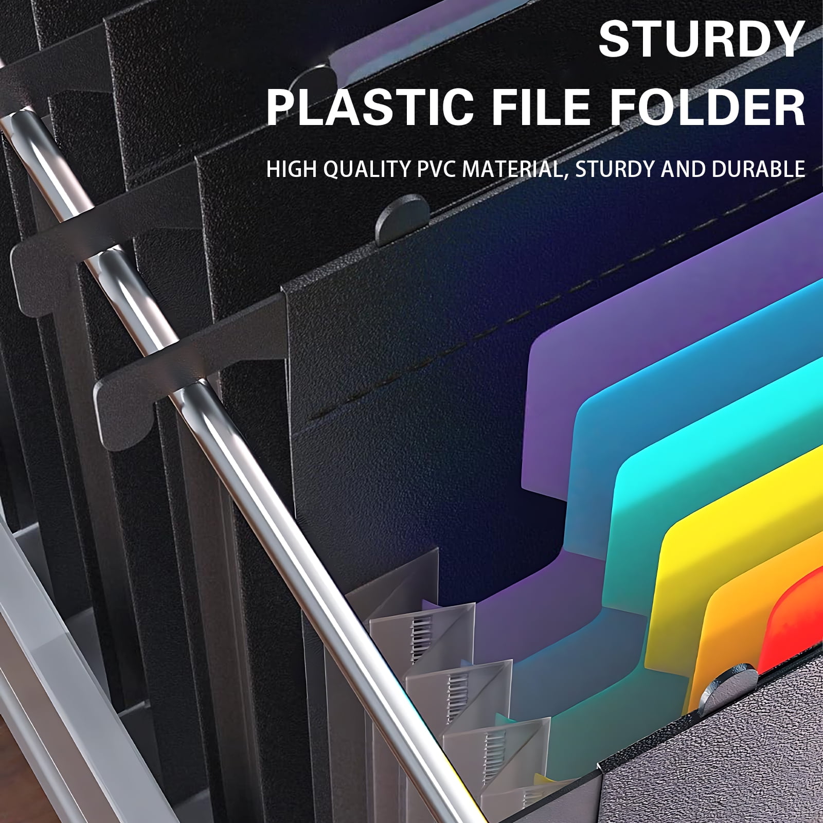 Ktinnead 3 Pack Expanding Hanging File Folders for Filing Cabinet 7 Pockets Accordian Dividers Folder Multi-Color Tabs Large Capacity Hanging Organizer Letter Size for Office Home
