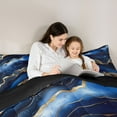 thumbnail image 5 of Feelyou Art Abstract Stripe Bedding Comforter Set for Adult, Chic Marble Ombre Twin Comforter Sets, Watercolor Ink Navy Reversible Bedding Set, Super Cozy Room Decor, 2-Piece, 5 of 8