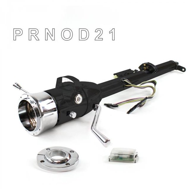 Over Drive Floor Mount 9 Hole White Push Button Keyed Tilt Shift Column - Black
