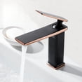 thumbnail image 1 of Grifo de lavabo de cascada negro moderno, grifo de baño de una sola manija para lavabo de encimera, grifos cuadrados de latón de alta calidad oso de fresa Electrónica, 1 of 4