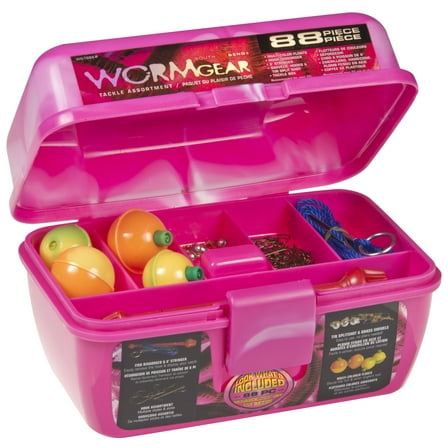 South Bend Worm Gear Fishing Plastic Tackle Box Pink