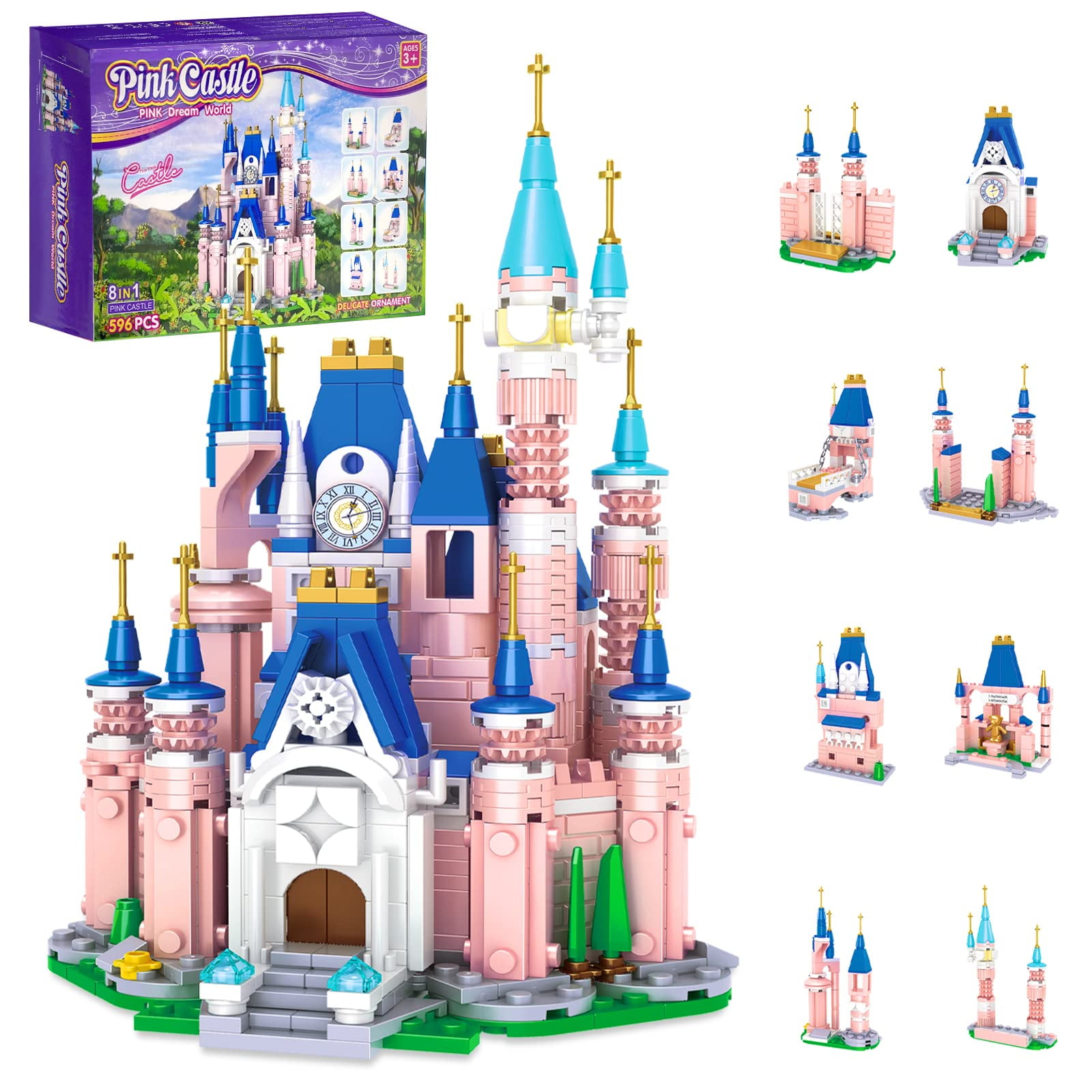 Princess Castle Building Blocks Toys for Kids 596 Pcs Pink Palace Girls Princess Castle Roleplay Building Set Stem Learning Construction Toys Set Educational Blocks Toys Gift for Boys Girls Age 6 Walm...