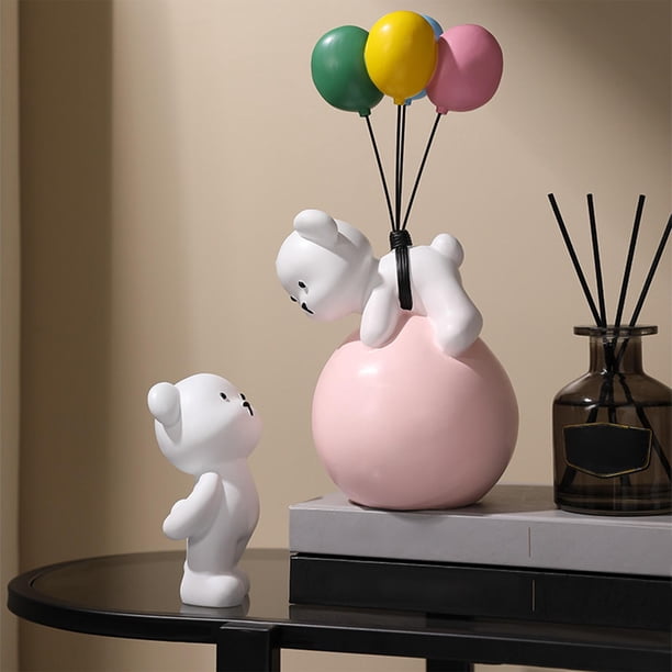 Estatuilla de oso Fernando Figura de oso polar de resina con globo decoración de escritorio