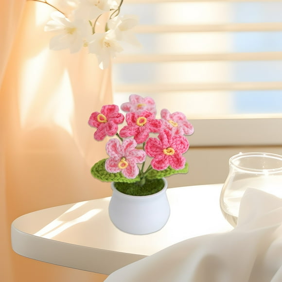 Crochet Flowers Potted Home Ornament Potted Crochet Woven Flowers