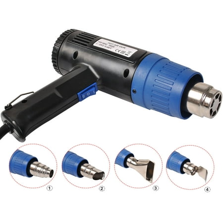 Hot Air Nozzle Costway Heat Gun Hot Air Gun Dual Temperature+4 Nozzles Power Tool 2000 W Heater Gun ()