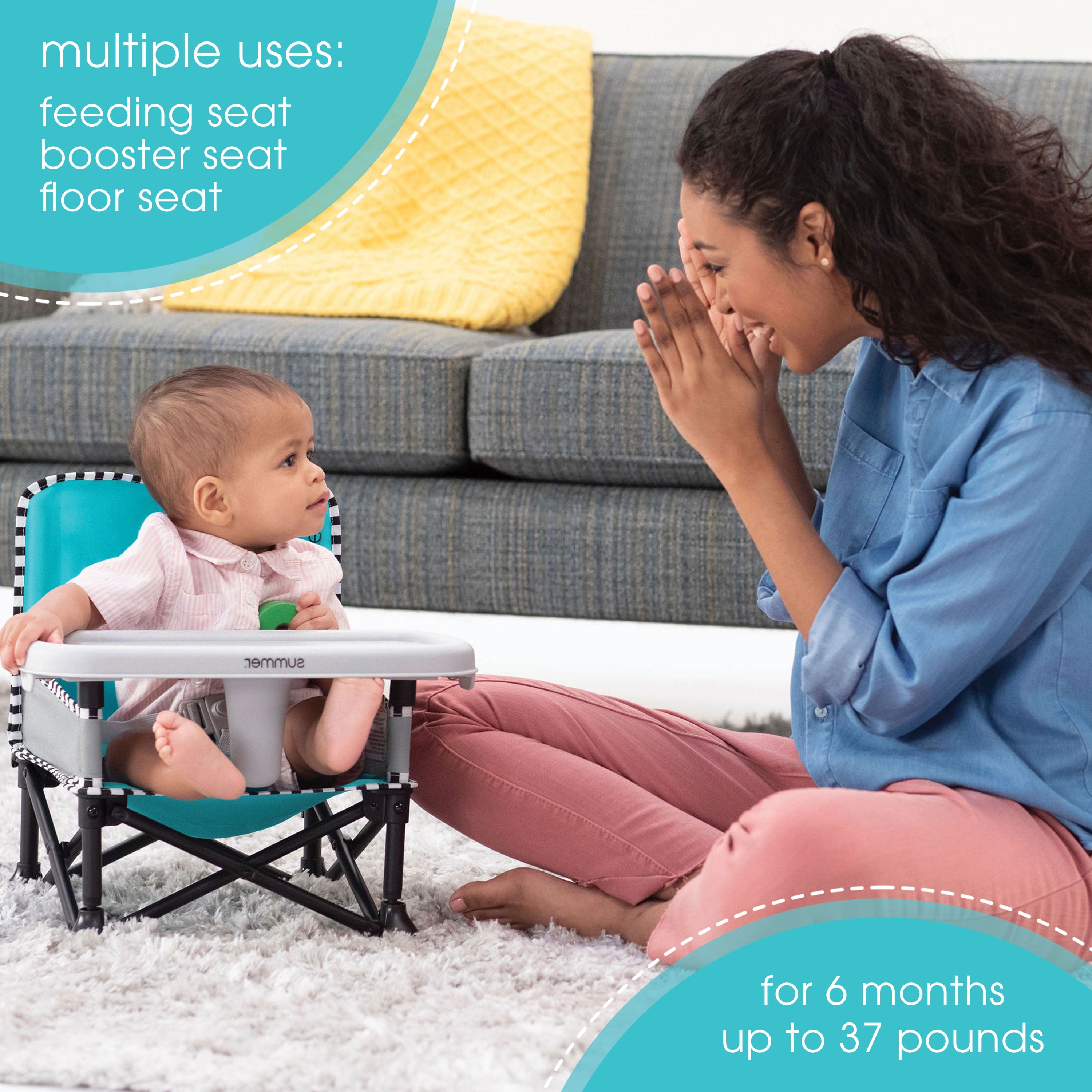 Summer Infant Pop N Sit SE Booster Aqua Sugar 6 Months 37