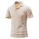 thumbnail image 3 of Gibobby Camisa Polo Hombre Polo de piqué de algodón elástico sólido de Manga Corta Camisa de Polo para Hombre(Caqui,M), 3 of 5