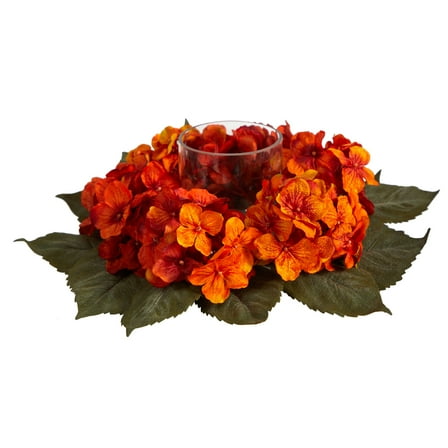 Nearly Natural A1601 14 in. Autumn Hydrangea Artificial Candelabrum Arrangement