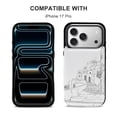 thumbnail image 5 of Wallet Case For Apple iPhone Air / 17 Pro / 17 Pro Max Series with Card Holder, PU Leather Kickstand Card Slots Screen Protector Included For iPhone 17 Series, Santorini Black & White Greece, 5 of 6