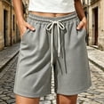 thumbnail image 6 of Feancey Womens Lounge Pajama Shorts Waffle Knit Loose Wide Leg Shorts Drawstring Elastic Waist Sleep Short Pants Summer Shorts Gray M, 6 of 7