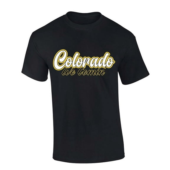 Mens Colorado We Comin Team Color Buffaloes Football Short Sleeve T-shirt Graphic Tee-Black-small