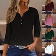 thumbnail image 6 of Fall gakvbuo Button Down Tunic Tops for Women Henley Shirts V-Neck Fall Tops Pullover Blouses 3/4 Sleeves Shirts for Women Plus Size Tops, 6 of 6
